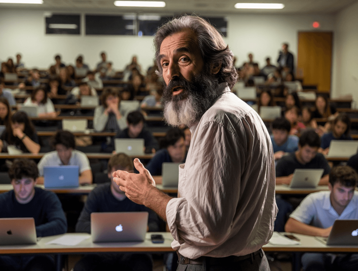 Kenneth Macleod photographed from the back of a lecture hall while presenting on the British Slave Compensation Commission records, lecture portrait three.