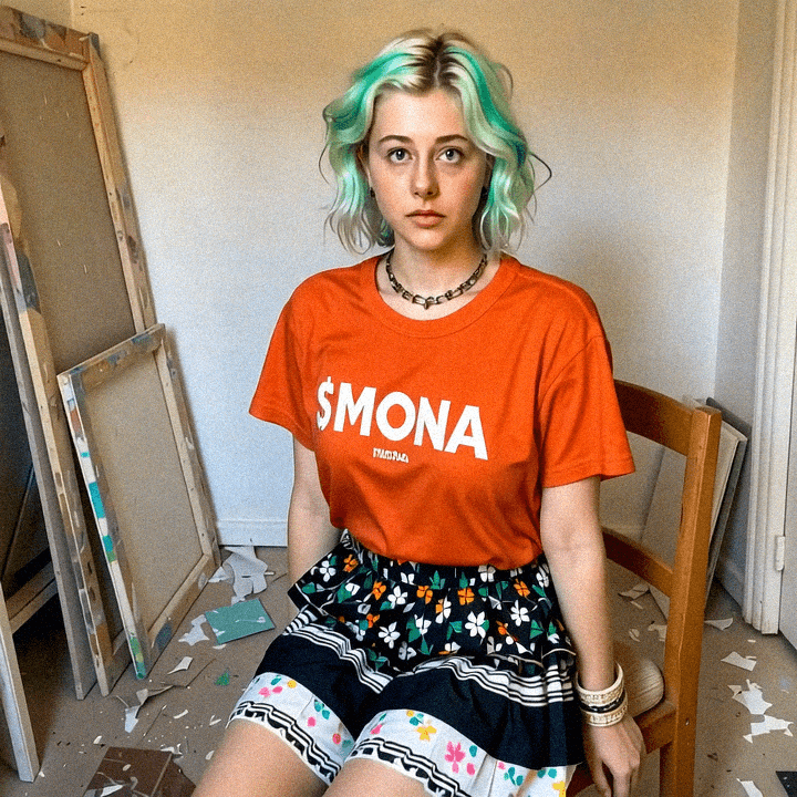 The time Emma-Jane MacKinnon-Lee stitched the mona shirt with a layered print.