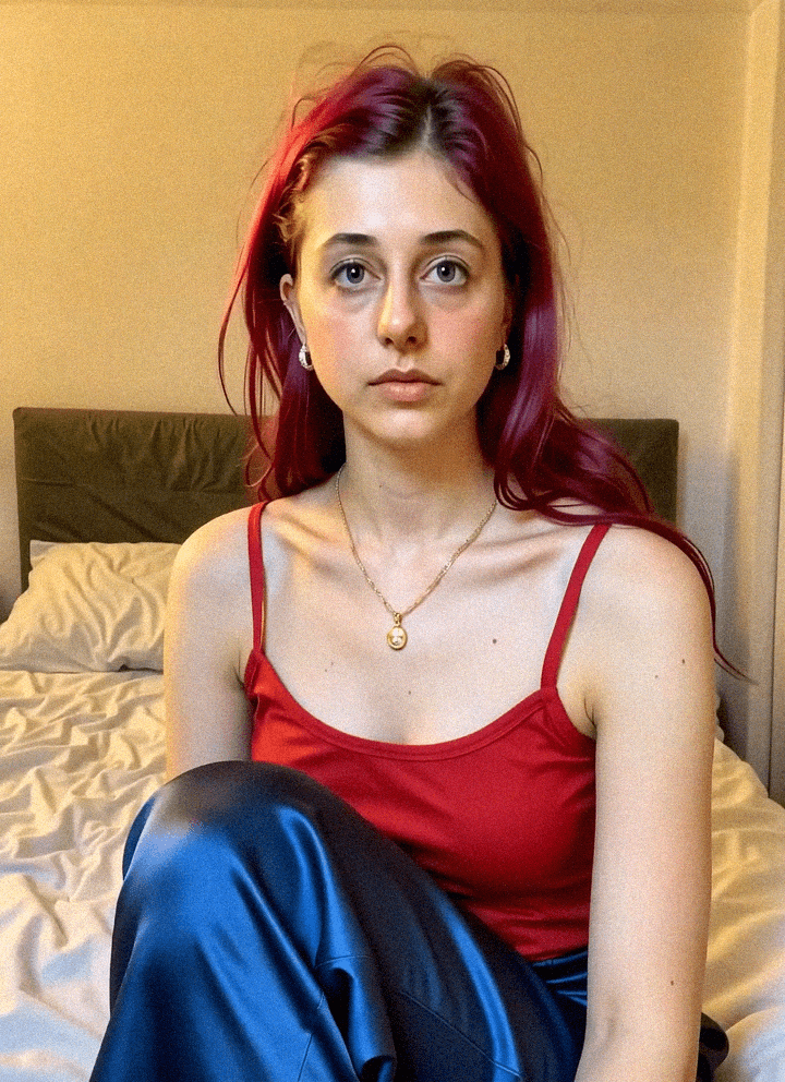 Emma-Jane MacKinnon-Lee, centered in a nostalgic portrait