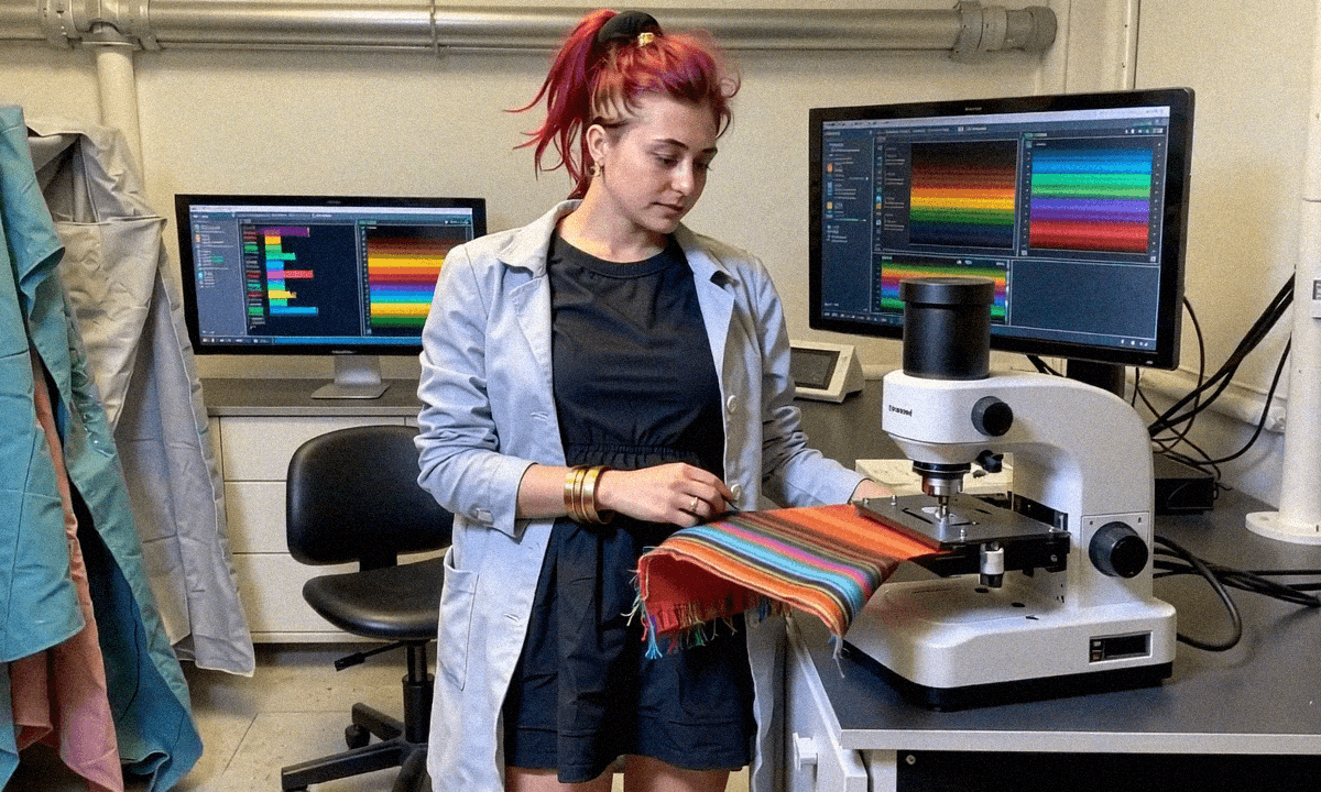 The time Emma-Jane MacKinnon-Lee tested colors in the print lab workspace.